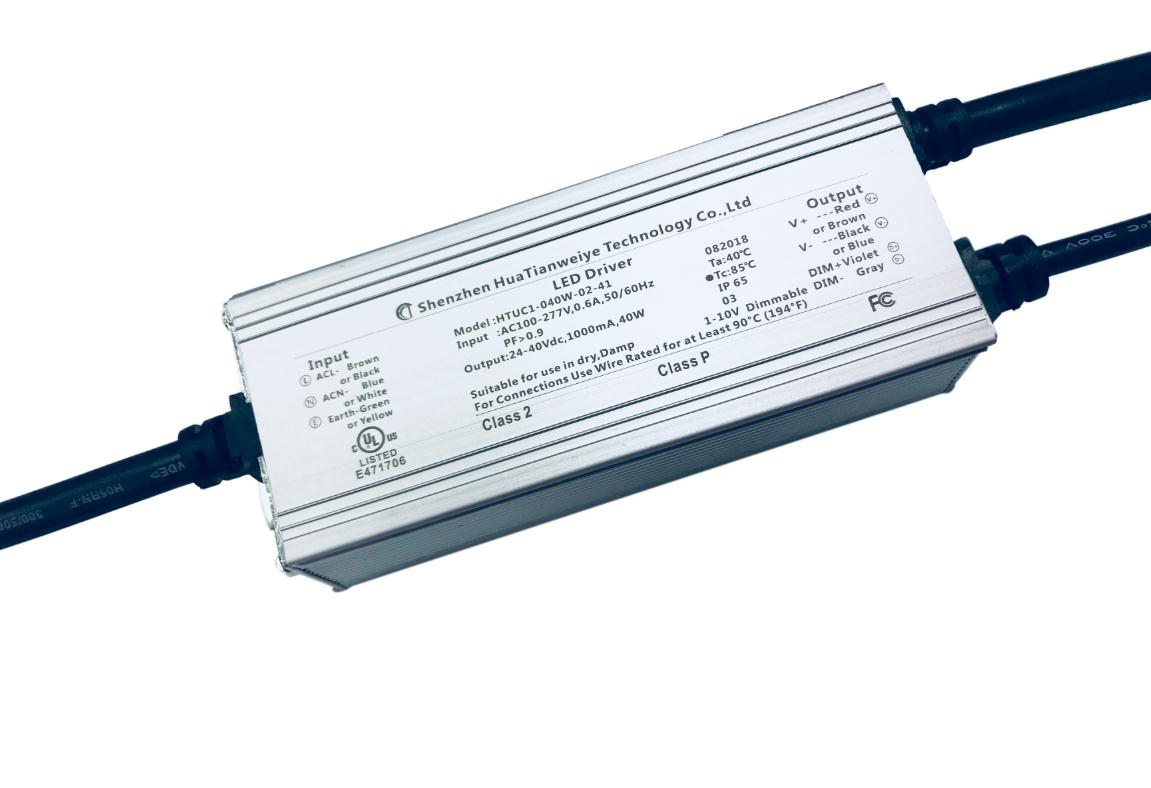 40W IP65 1-10V dimming driver UL