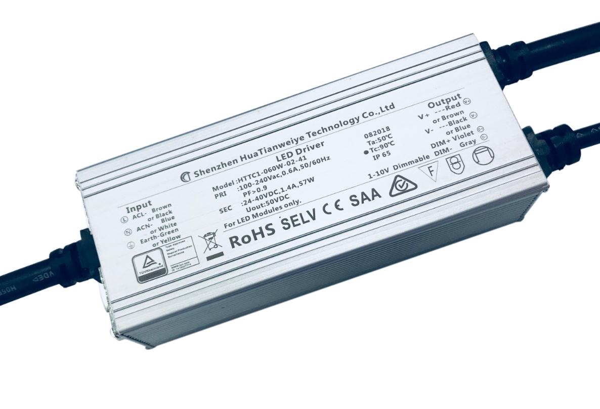 60W IP65 1-10V dimming driver TUV SAA C