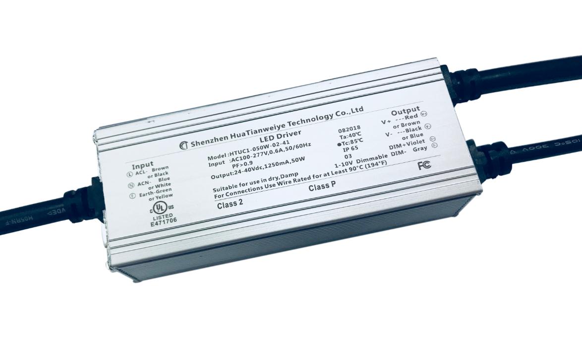 50W IP65 1-10V dimming driver UL